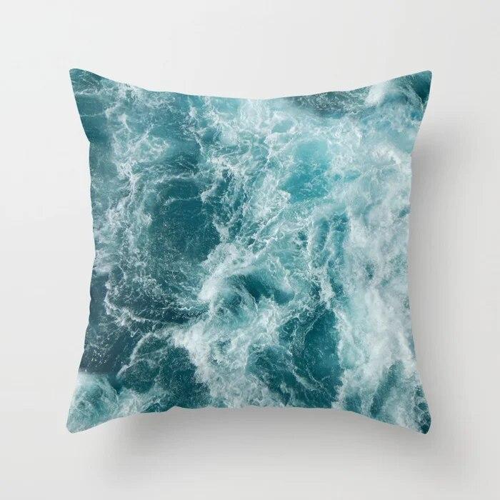Summer Vacation Cushion Cover Pink Beach Wave Mountain Sofa Pillowcase Bedroom Home Car Office Accessories