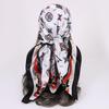 90x90CM Imitation Silk Square Scarf – Women's Striped Color Block Shawl, European & American Style