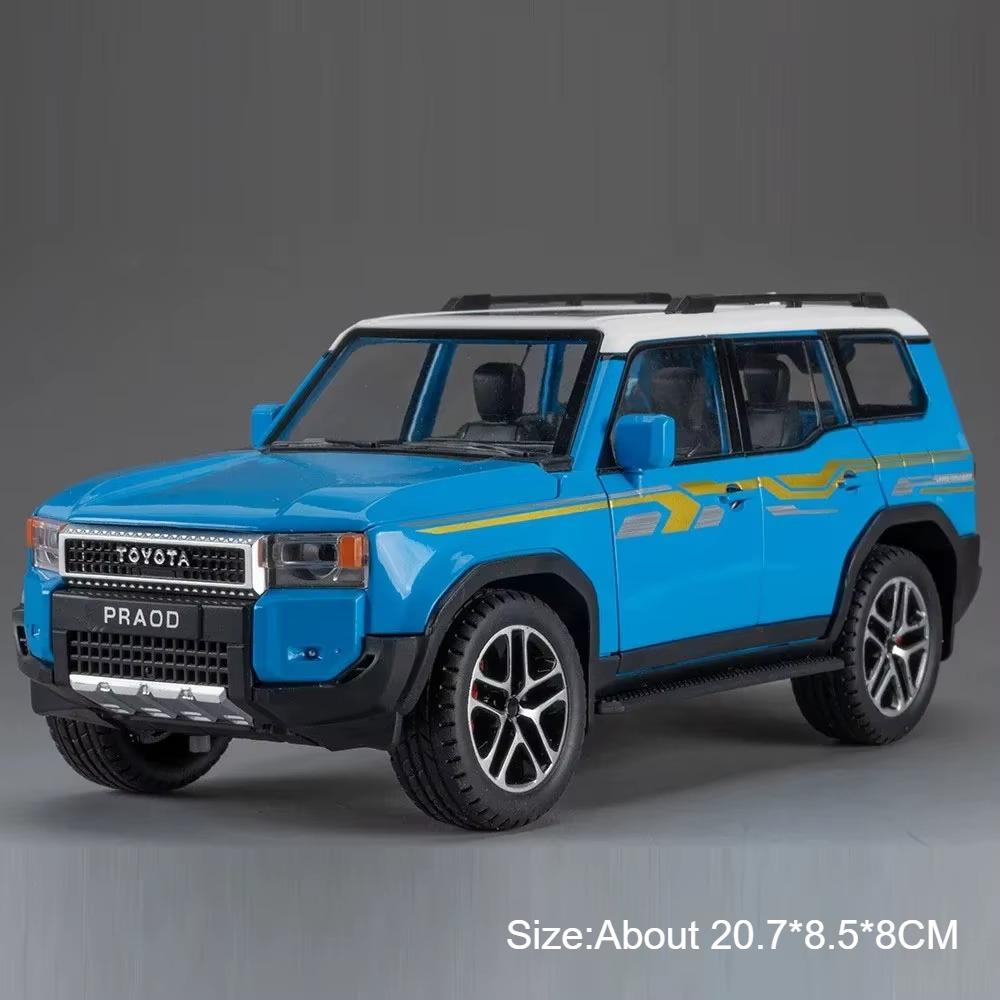 

1:24 Scale Prado LC250 Police Car Model Toy Sound Light Pull Back Doors Opened Off-road Miniature Vehicle Models Ornaments Gifts