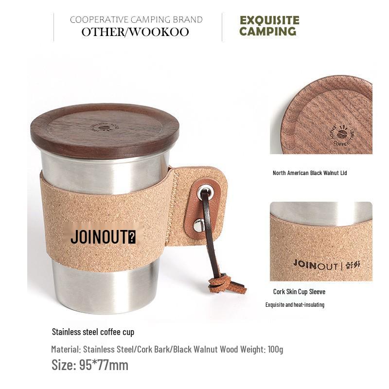 304 Stainless Steel Camping Coffee Cup with Cork Sleeve