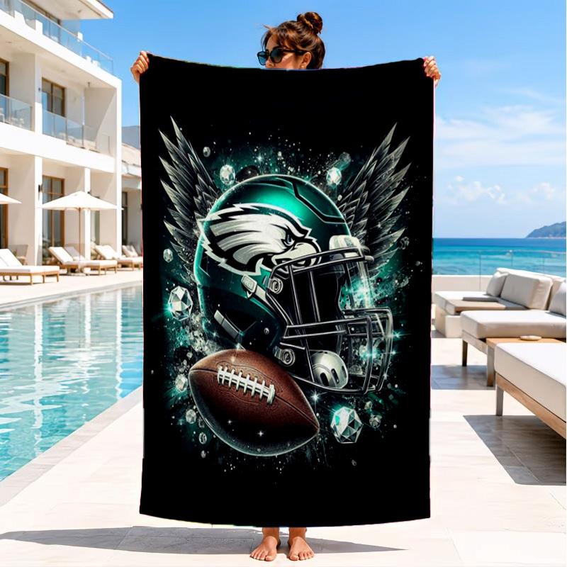 Asciugamano da Spiaggia Philadelphia Eagles, Asciugatura Rapida, Facile da Curare, Adatto Sia per il Fitness che per le Vacanze al Mare, Essenziale per lo Sport
