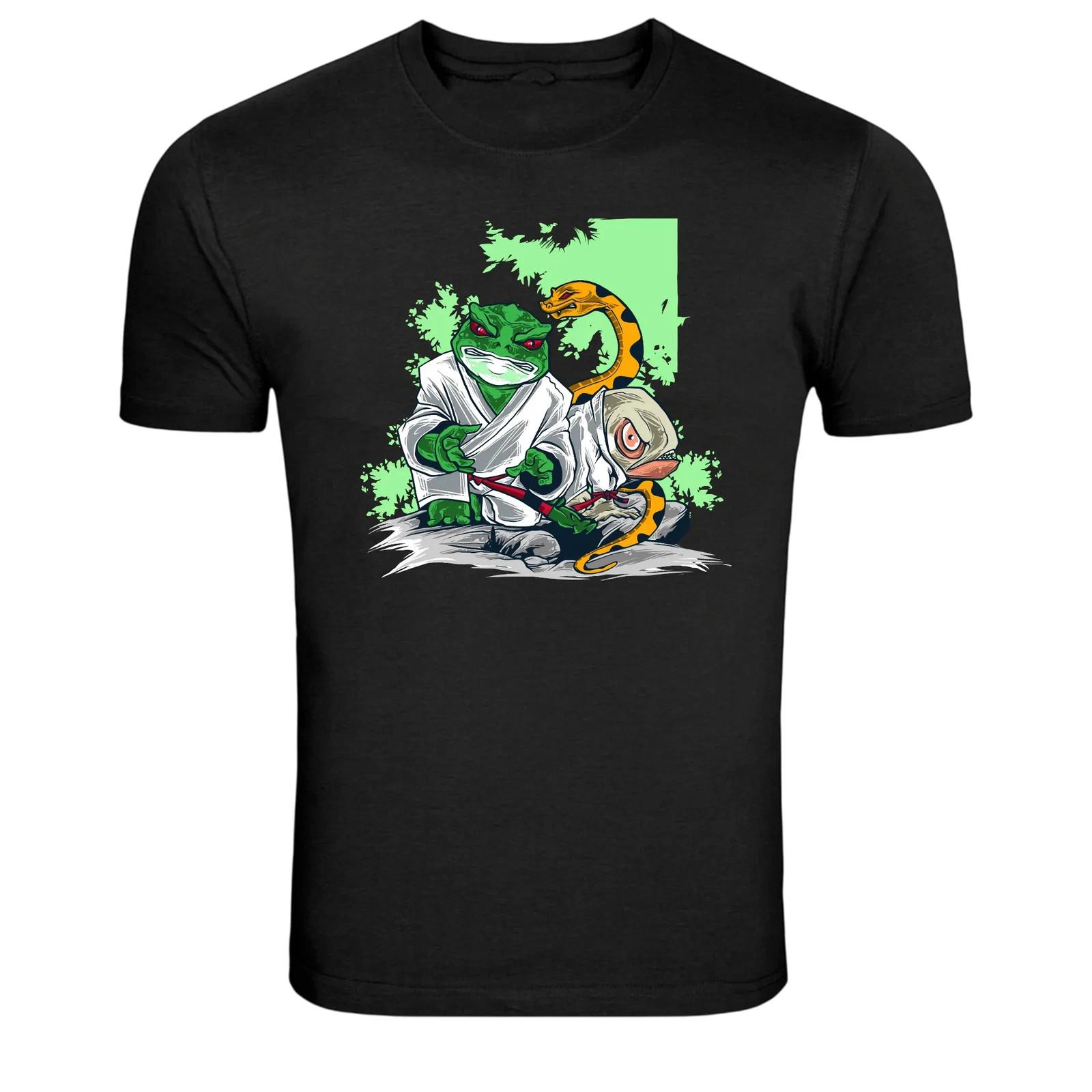 Martial Arts Frog Snake Bird Funny Fighters Graphic T-Shirt XL