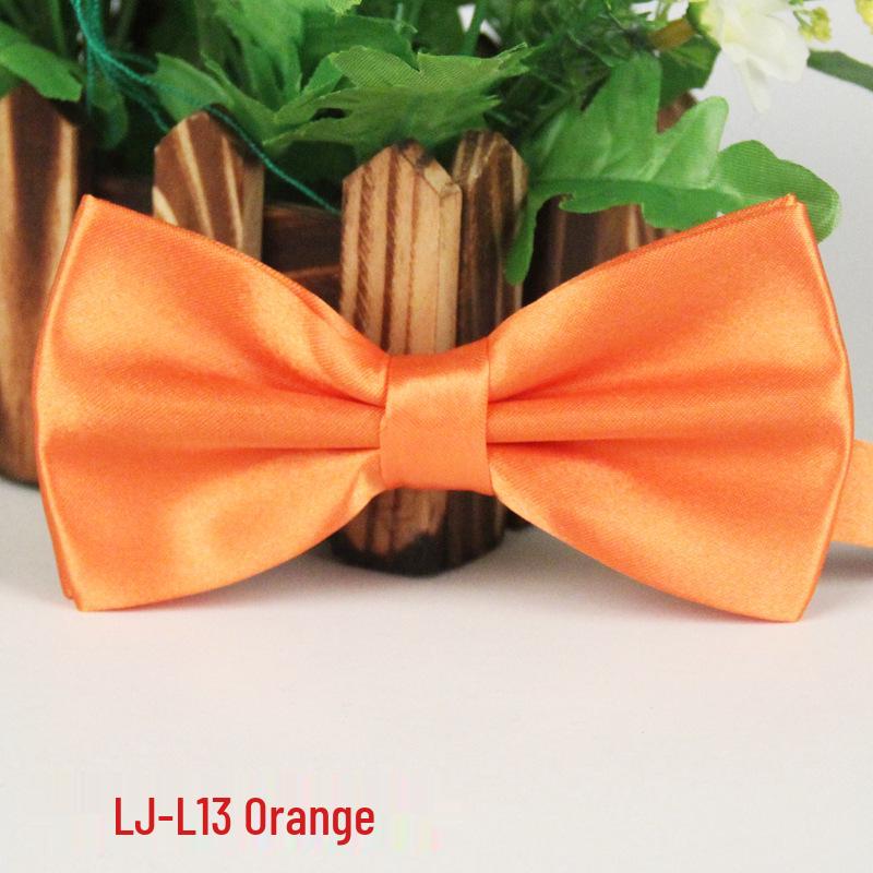 Double-Layer Solid Color Men's Bow Tie with Metal Buckle and Chain