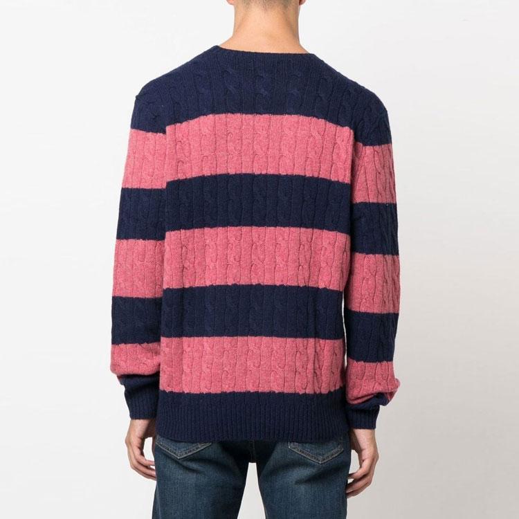 Polo Ralph Lauren FW22 Striped Logo Embroidered Crew Neck Long Sleeve Cashmere Sweater Men Sweater Multicolor 710876870-003