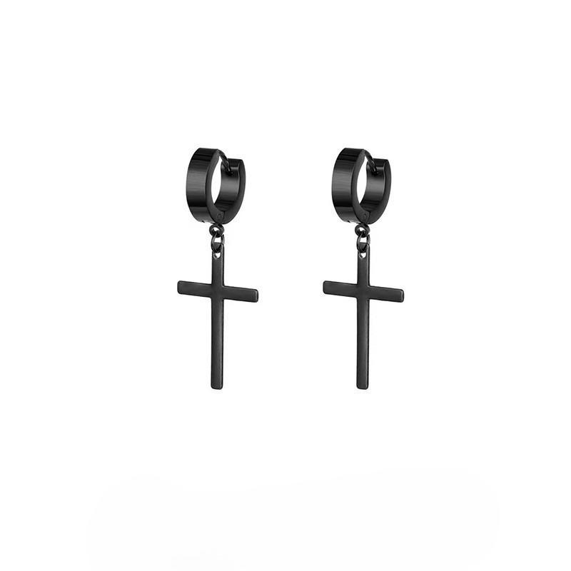 Orecchini a Bottone a Forma di Croce - Un Design di Nicchia Senza Fori per le Orecchie, con Uno Stile Freddo ed Elegante, Adatti per Orecchini da Ragazzo.