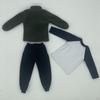 3 Pieces 1/6 Male Fleece Jacket and T Shirt Pants Costume for 12 inch Figures Dress up