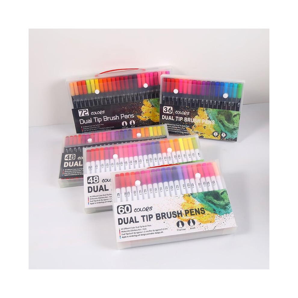 Water-based Dual-tip Marker Pen Watercolor Pen Set Colorful Liner Pen Drawing Soft-tip Pen