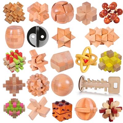 Wooden Kong Ming Lock Lu Ban Lock IQ Brain Teaser Puzzle Intelligencia Rompecabezas 3D De Madera Montessori צעצועים חינוכיים