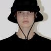 DIAGONAL WASHED COTTON BUCKET HAT (black)