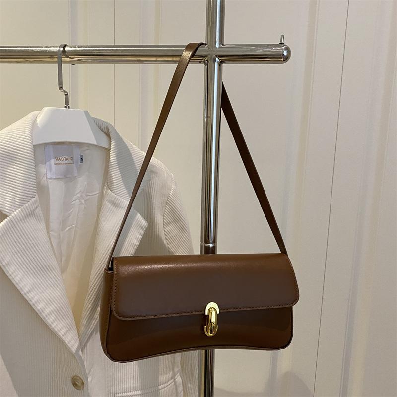 French personality trendy foreign style retro underarm portable shoulder bag underarm shoulder women's bag solid color 2025 new fashion