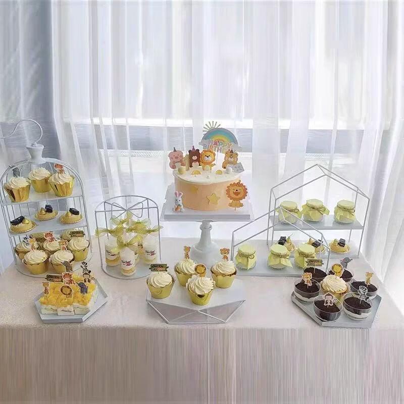 Elegant White Iron Art Dessert & Cake Display Stand Sets