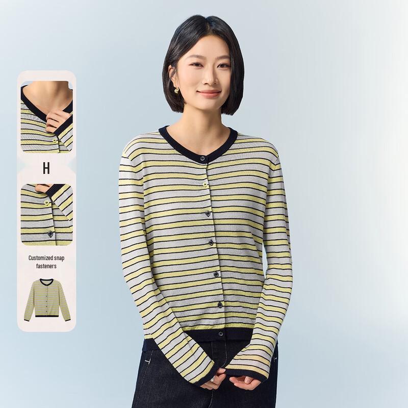 Merino Wool Blend Striped Knit Sweater 2XL