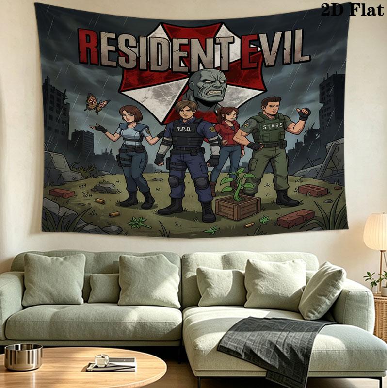 Resident Evil Wall Tapestry Aesthetic Wall Hanging Printed Fabric Blanket Decorative Tapestries For Bedroom Living Room Home Decor