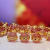 1Pc, Aura Healing Crystal Beads with Golden Accents, Boho Cylindrical Beads, Natural Strawberry Quartz Loose Beads for Jewelry Making DIY Crafts 9×9mm
