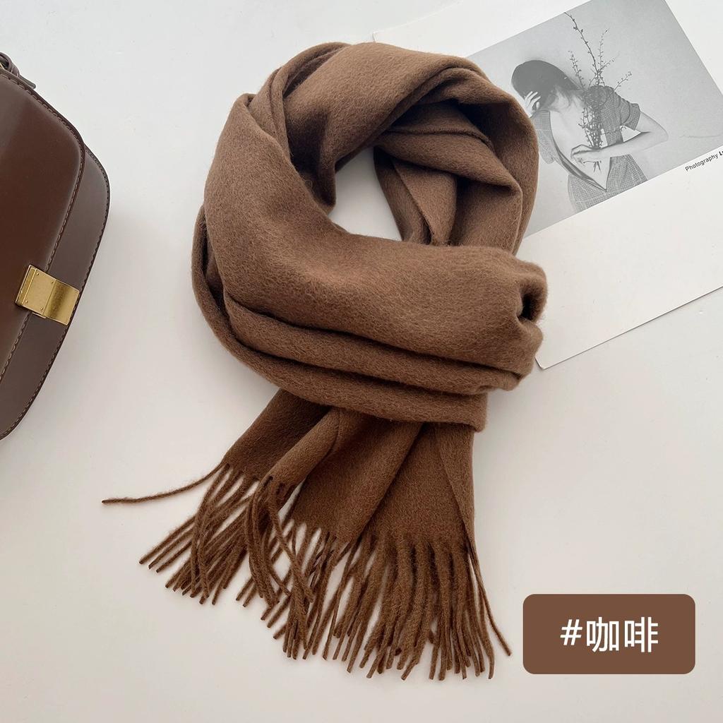 100% Wool Winter Scarf For Women Long Warm Cashmere Scarves Hijab Solid Lady Shawl Wrap Female Pashmina Bandana Head Scarfs