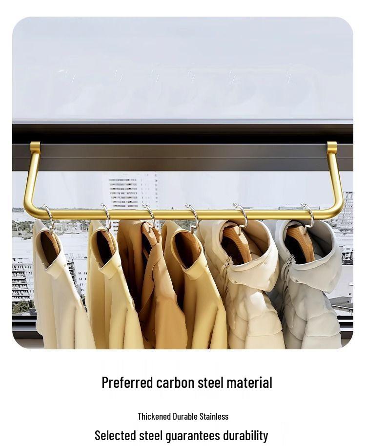 Anti-Theft High-Rise Window Clothes Drying Rack for Balcony or Window Frame