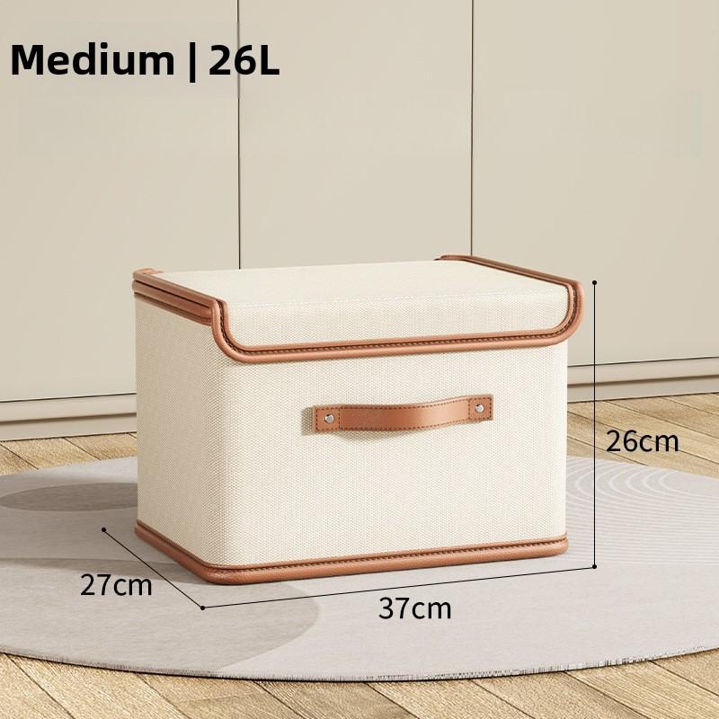 Clutter-free Space Organizer Storage Box Flip-top Lid Beige Oxford Storage Box Oxford Fabric Collapsible Design 1650₽