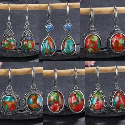 Emperor Stone Earrings S Silver Vintage Elegance Irregular Oval Cutout Classic Vintage  Gifts for Women
