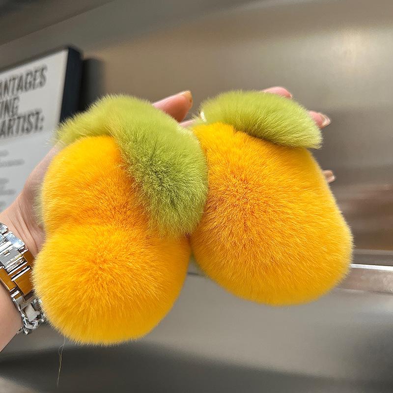 Real Otter Rabbit Fur Little Mango Car Keychain Pendant Ins Cute Plush Doll Doll Bag Bag Ornament Cute Keychain