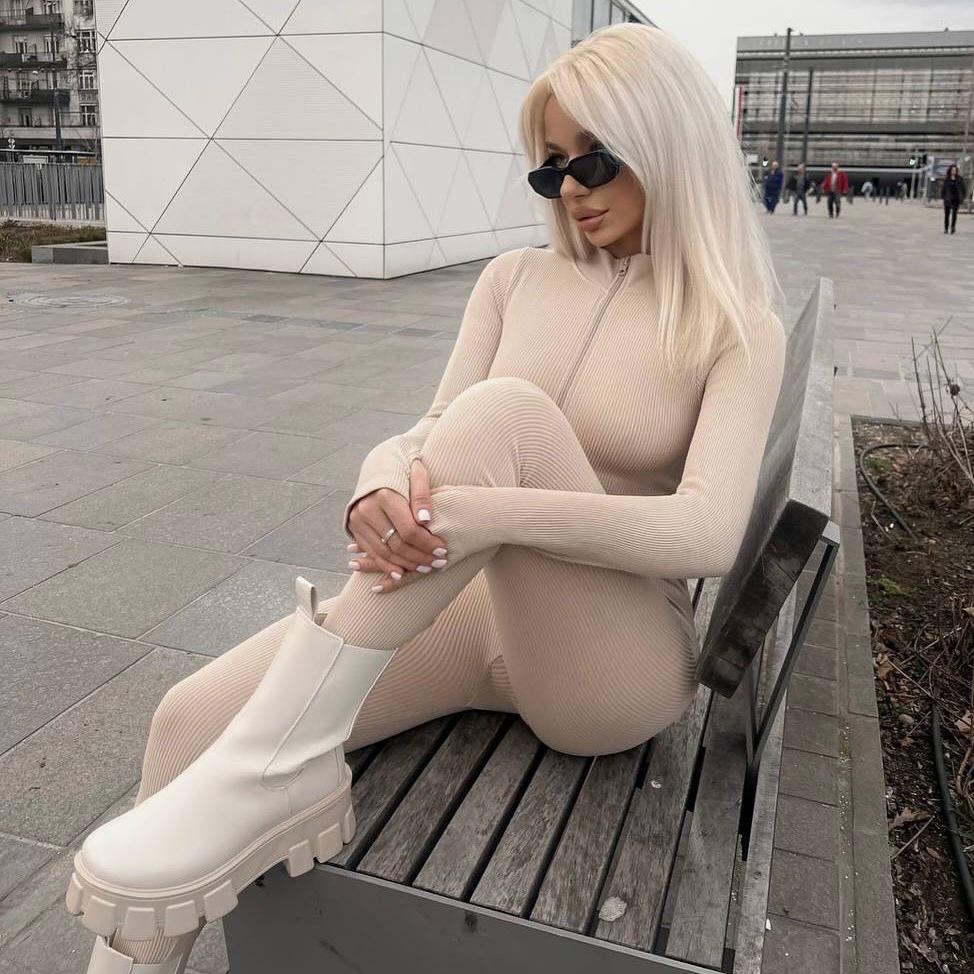 Women's Solid Color Windproof Bodysuit - Figure-Hugging, Autumn/Winter One-Piece, Wear Alone or Layered.