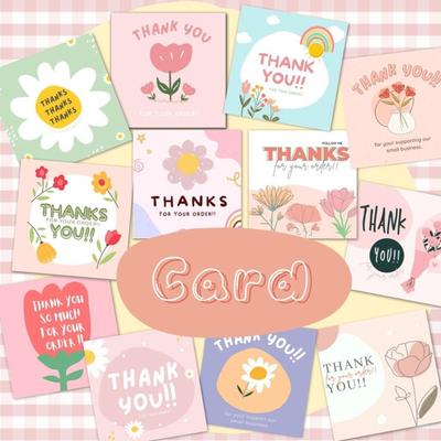 50PCS Thank You Cards Cartoon Flower Multicolor Gratitude Labels Party Supplies DIY Greeting Postcards Home Decorations