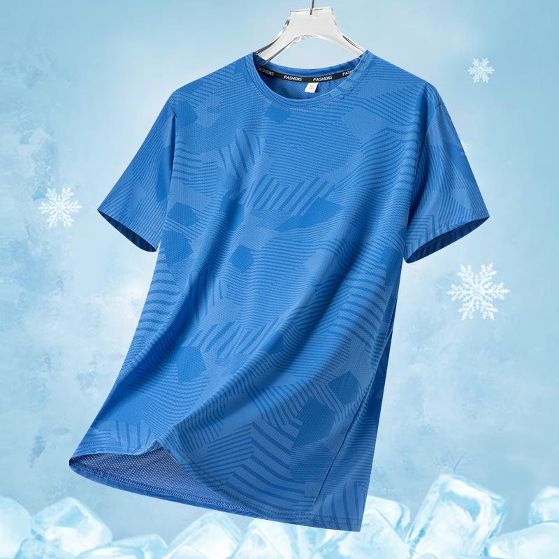 

Футболка с коротким рукавом для мужчин на лето, тонкий дизайн для спорта и отдыха, футболка с коротким рукавом Ice Silk для мужчин, топ с градиентом для мужчин L