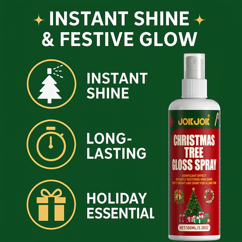 JOKJOK Instant Glow Christmas Tree Shine Spray - Long-Lasting Glossing Spray for Ornaments, Plastic-Based Formula, One Spray & G