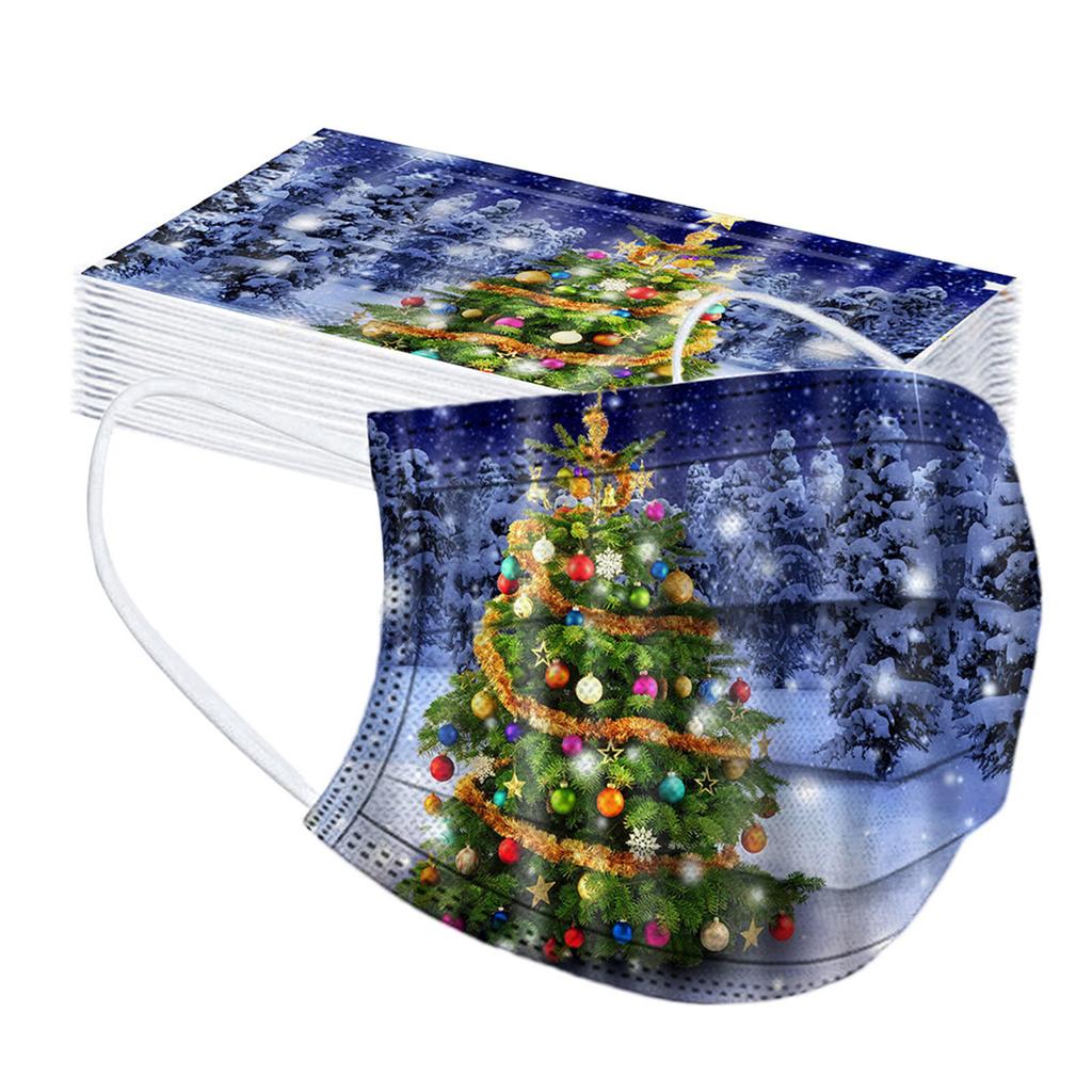 30PC Christmas Print for Face Mask Disposable Earloop Mask