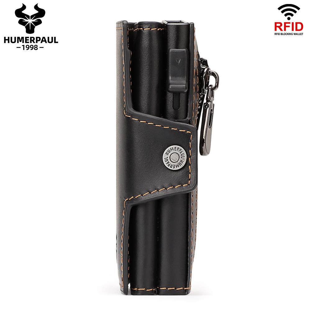 Humerpaul Herren Leder Geldbörse 100% Rindsleder Karten- und Ausweishüllen