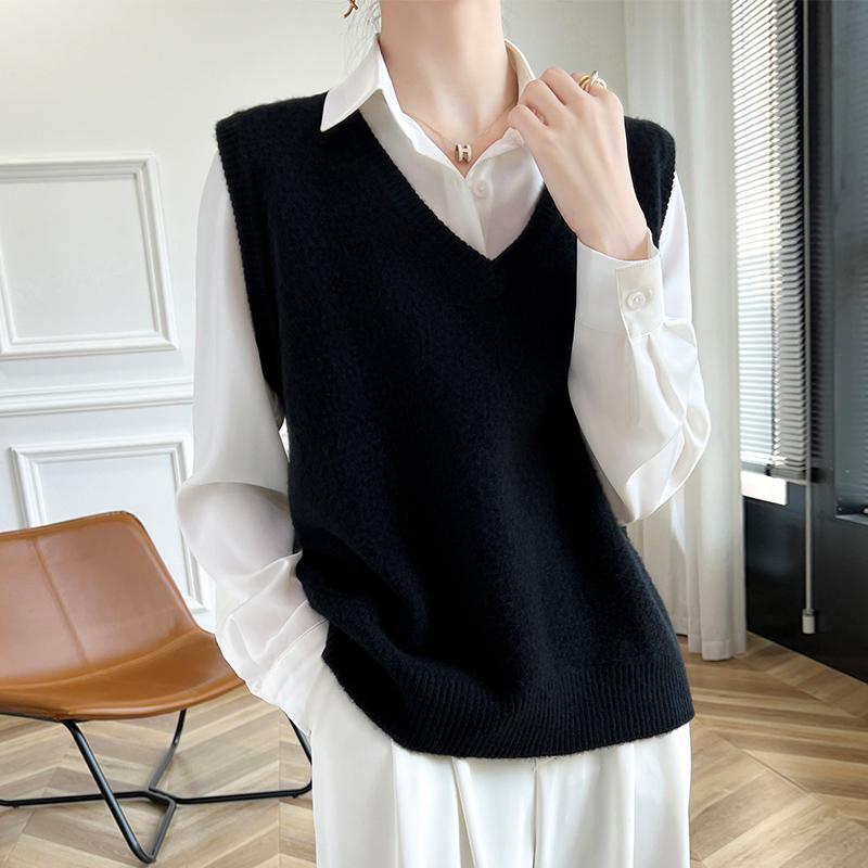 Women's Cashmere Vest Qinghe Cashmere 30% Cashmere 70% Wool Autumn and Winter Cashmere Vest Soft and Warm