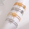 Bohemia Sun Flowers Round Vortex Opening Bracelets for Women Ladies Vintage Double Layer Hollow Bangles Vacation Jewelry Gifts