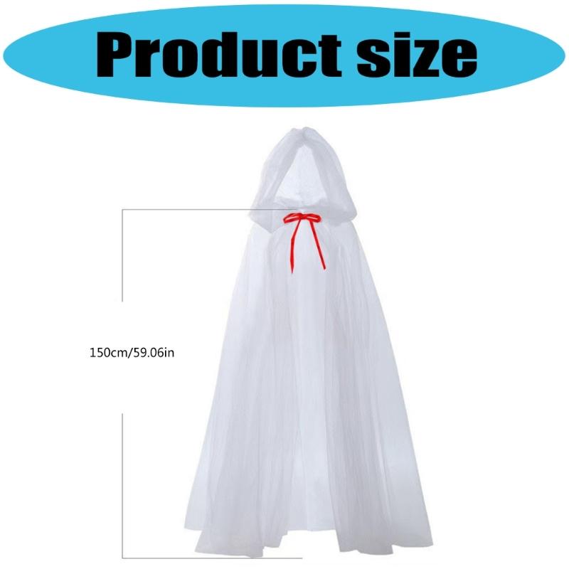 Elegant Transparent Witch Costume Cloak for Adults Teens Halloween Party Role Play Dressing Up
