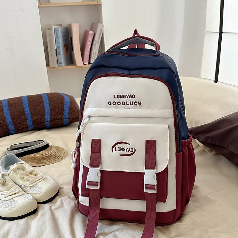 Backpack Large Capacity Student Schoolbag Color Contrast Backpack