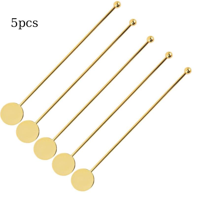 5Pcs Stainless Steel Cocktail Drink Mixer Bar Stirring Mixing Sticks Muddler Ladle Stirrer Swizzle Sticks Coffee Stirring Sticks