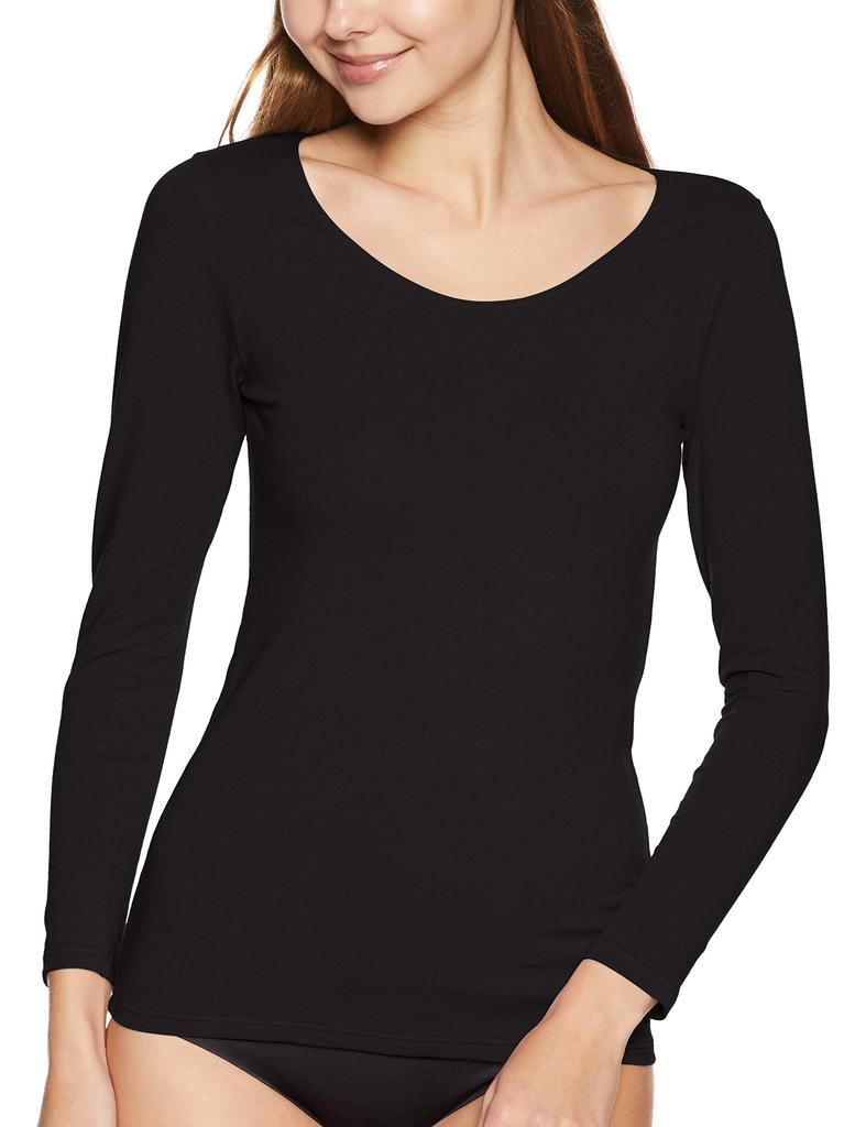 Belle Maison Cotton Blend Long Sleeve Warm Inner Size M Women's Shirt, Hotcot, Black,