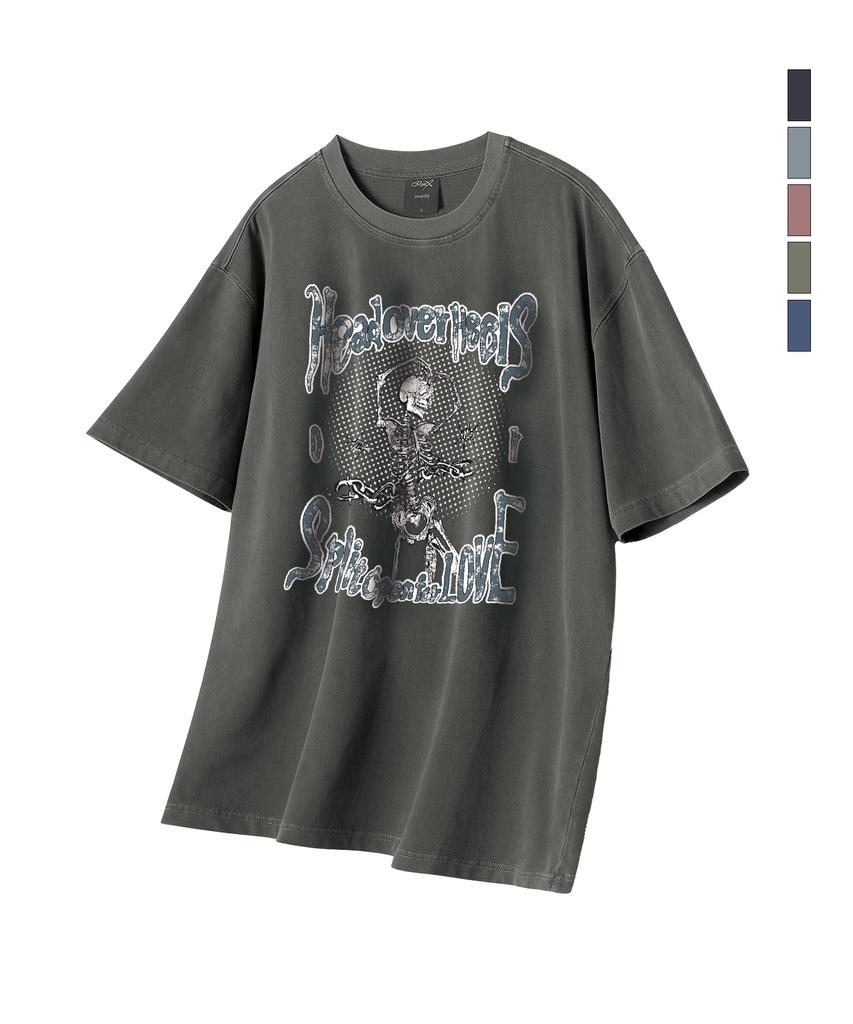 WILDROCK Wild Head Over Heel Pigment Overfit Short Sleeve T-Shirt_5 Col