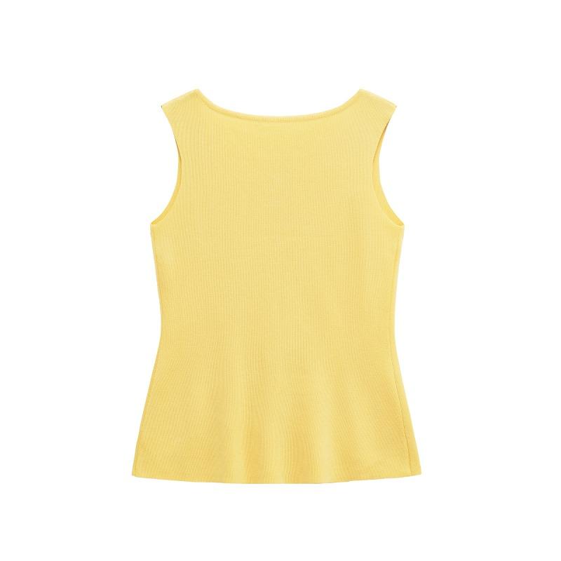 Women S Fashion Sleeveless Vest With Gold Buttons Casual Style