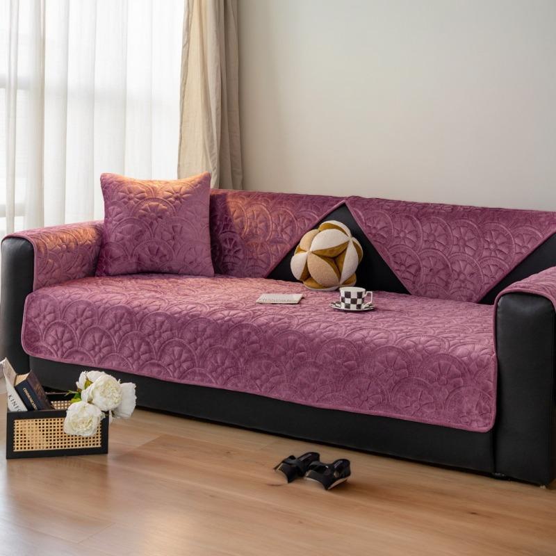 Simple Short Plush Sofa Cover Non-slip Couch Slipcover Four Season Universal Fashionable And Versatile Solid Color Sofa Covers