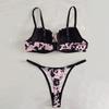 Lingerie sexy europea e americana set reggiseno e perizoma stampa leopardo set intimo comodo push-up