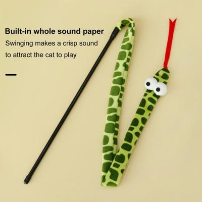 Cat Stick Toy Soft Scratch-Resistant Interactive Cat Teaser Toy Cartoon Snake Shape