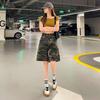 Summer Camouflage Denim Shorts - Hot Girl Style, Elastic Waist, Five-Point Design for Women