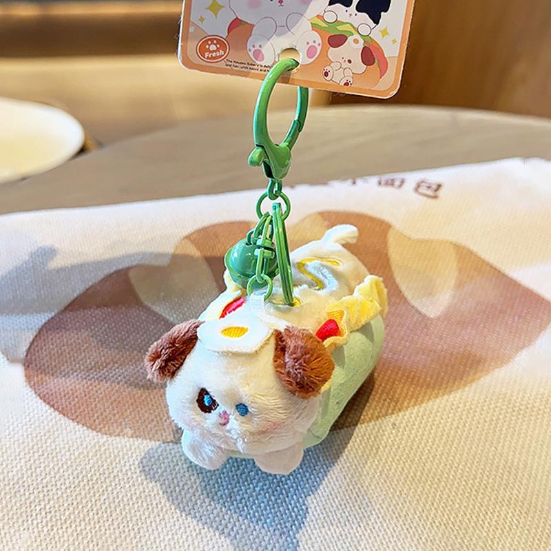 

Милый гамбургер-яйцо-пашот, щенок, плюшевая кукла, мягкая игрушка-колокольчик, брелок, подвеска, сумка, подвесное украшение, аксессуар для пары, подарок зелёный