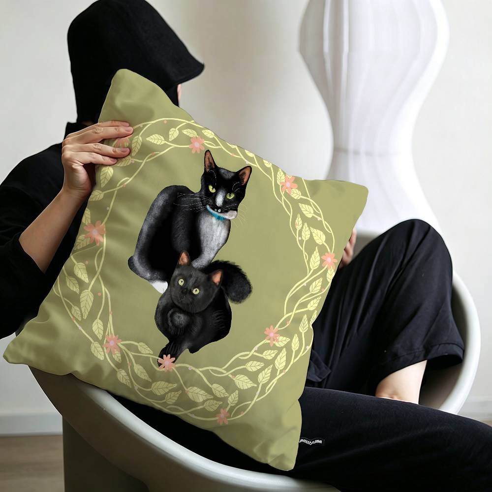 Cute caroon cat portrait photo frame fashion art Cushion Cover Polyester Sofa Cushions Throw Pillows Home Decoration Pillowcover