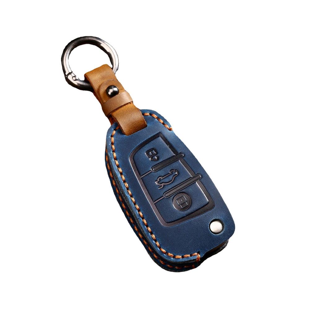 Leather Key Bag Is Suitable For Key Cover Folding Special Q3A3 Car Key Cover Crazy Horse Leather
