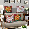 Chinese Style Peony Pillow Covers, Luxurious Gold Accent Double-Sided Printed Throw Pillow Cases, Oriental Home Decor No Insert