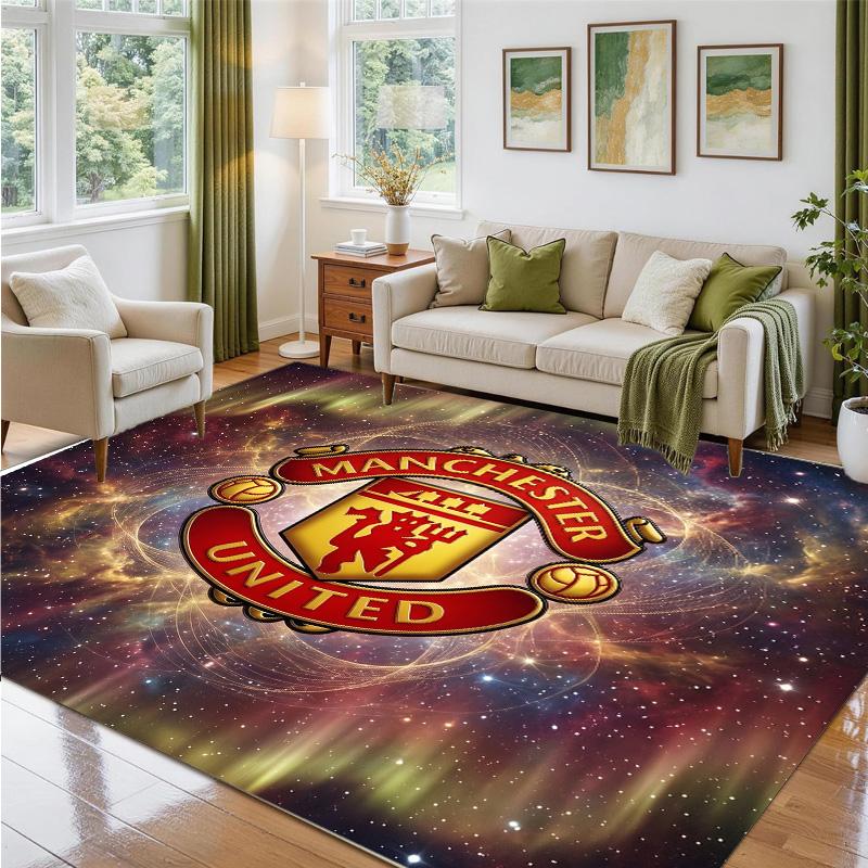 Manchester United Design Crystal Velvet Rug Soft Decorative Mat for Bedroom Entrance