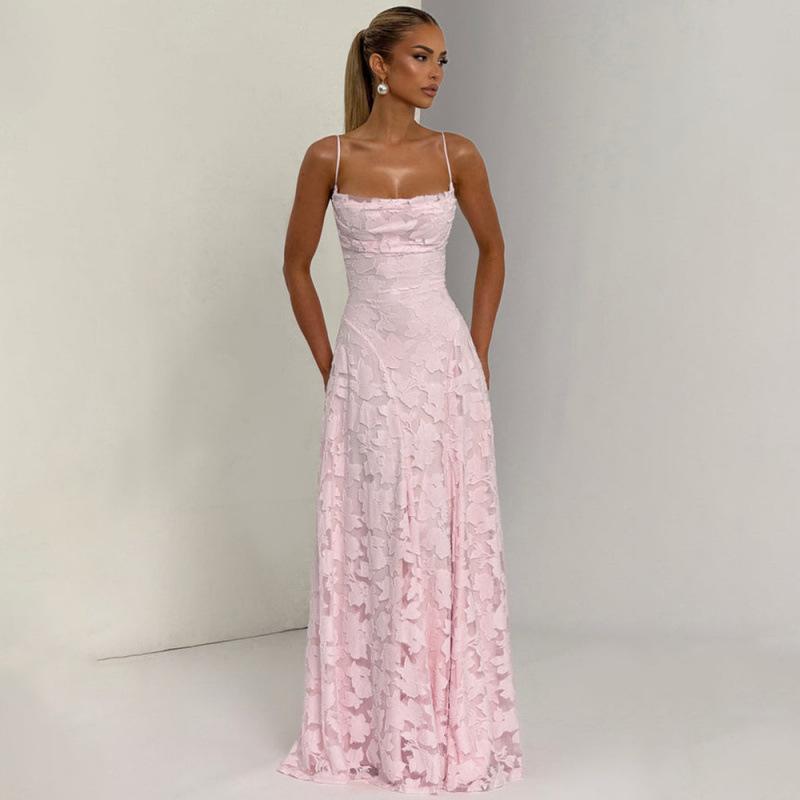 Elegantes rückenfreies Spitzen-Slip-Abendkleid für Damen