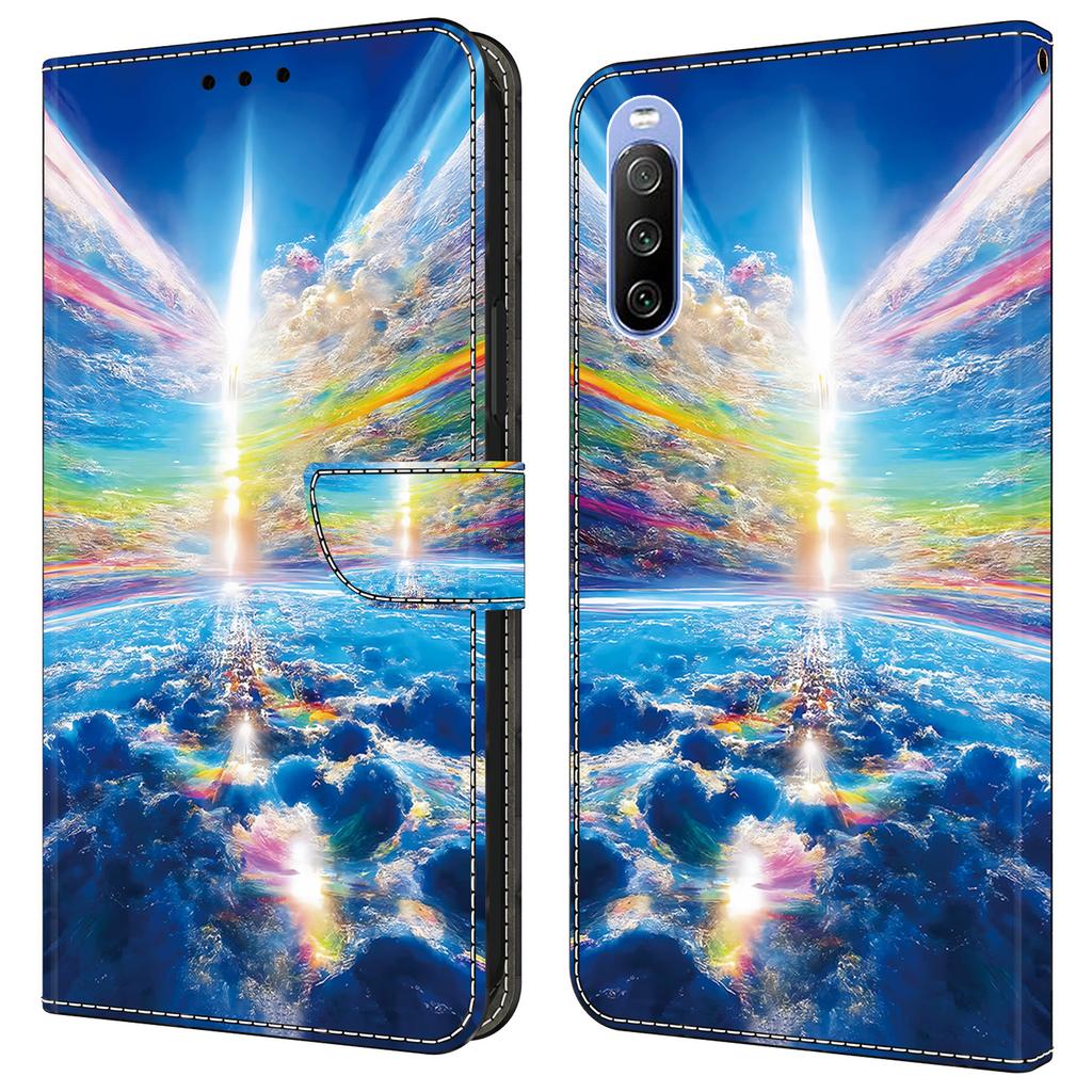 For Sony Xperia 10 V Magnetic Case PU Leather R Pattern Printing Phone Wallet Cover