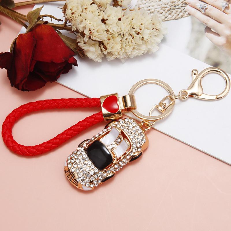 Luxe Steentjes Kristal Hanger Mode Legering Metaal Auto voor Vrouwen Hoge Kwaliteit Sleutel Hanger Model Sleutelhangers Tas Hanger red
