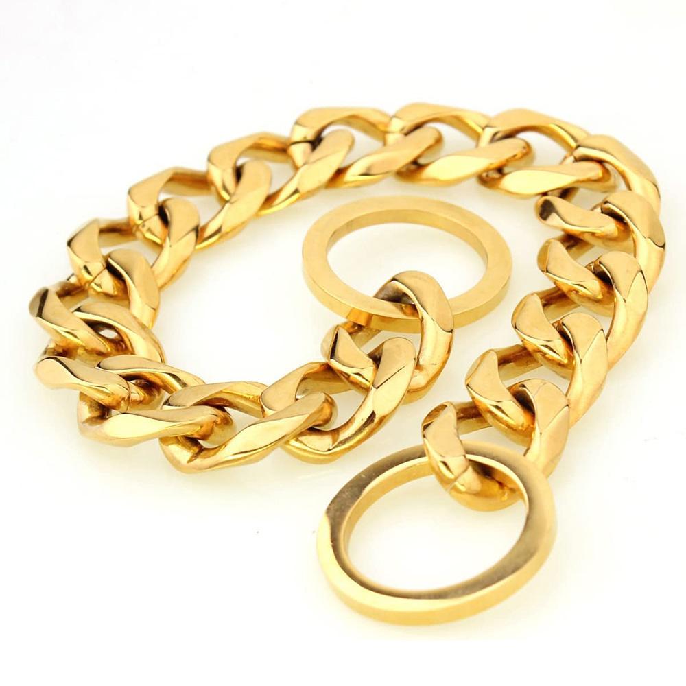 

Ошейник для собак Cuban Link, 15 мм, цепной ошейник для собак, прогулочная цепь, нержавеющая сталь 316L, прочный скользящий ошейник для маленьких, средних и больших собак 24inch (61cm) -15MM